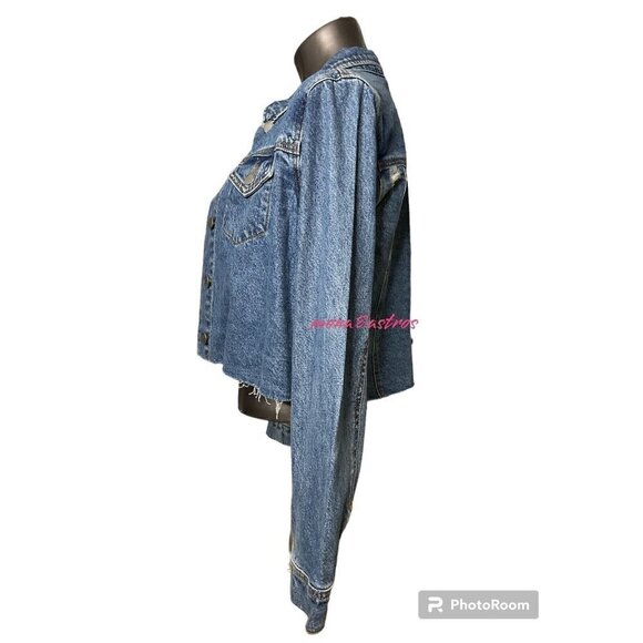 Industry Women's Cropped Jean Jacket Medium Indigo Wash Sz Medium NWT Jeans‎ - Picture 2 of 5